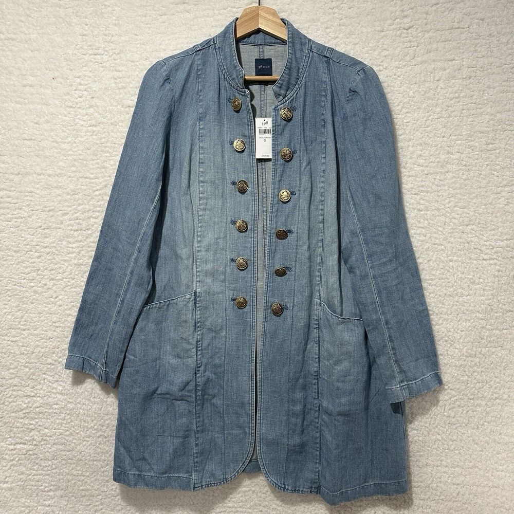 J.jill Denim Military Duster‎ In Sequoia Wash Size Small